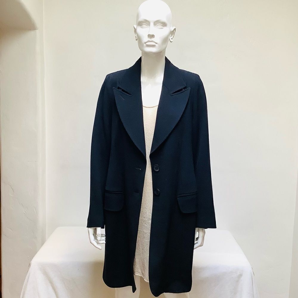 ANNE DUMEULEMEESTER LONG WOOL CAR COAT BLACK
